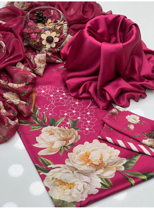 Unstitch Silk 3pc Digital Printed VS-15