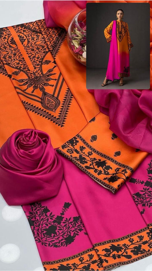 Unstitch Silk 3pc Digital Printed VS-20