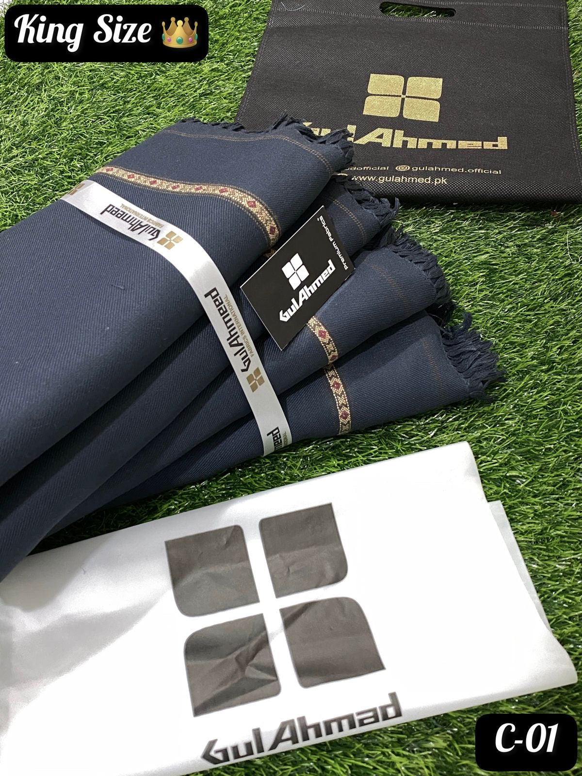 GULAHMED Winter Wool Shawl Navy Blue GA-09