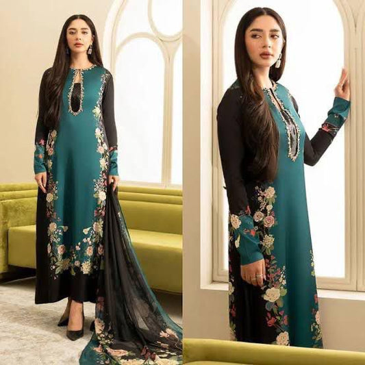 Unstitch Silk 3pc Digital Printed VS-14