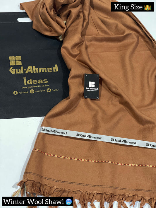 GULAHMED Winter Wool Shawl CAMEL GA-13