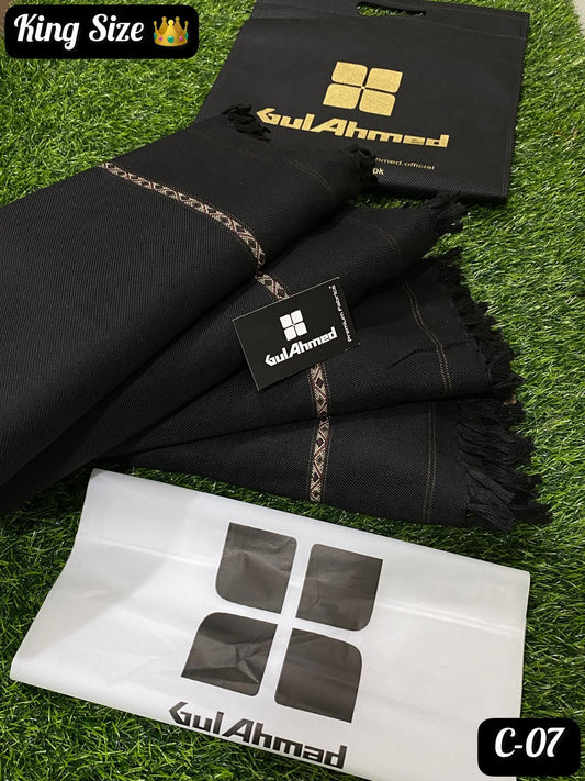 GULAHMED Winter Wool Shawl Black GA-10