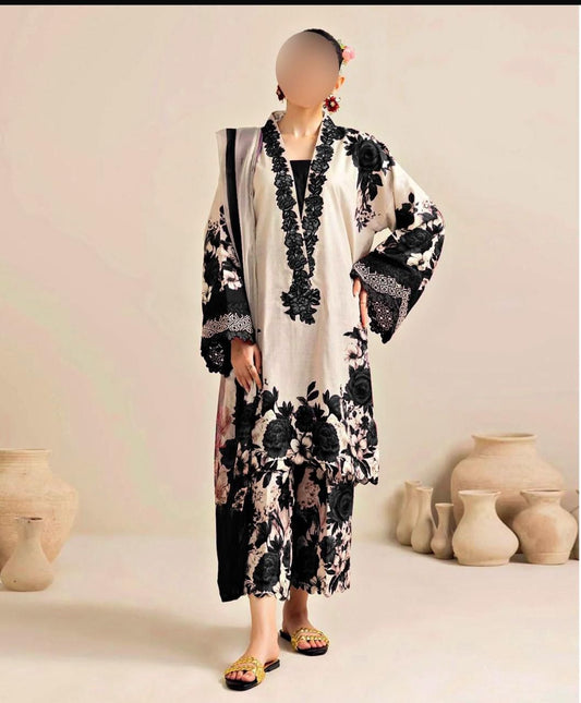 Unstitch Silk 3pc Digital Printed VS-23