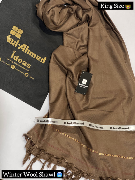 GULAHMED Winter Wool Shawl BROWN GA-16