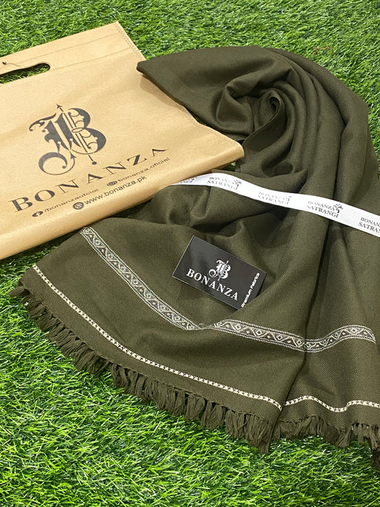 BONANZA Winter Wool Shawl GREEN BB-01