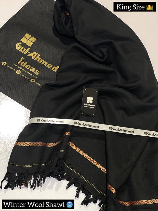 GULAHMED Winter Wool Shawl BLACK GA-22