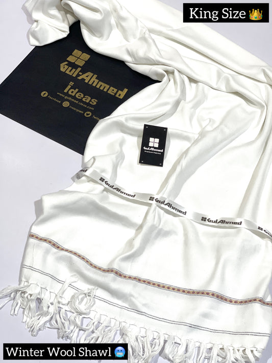 GULAHMED Winter Wool Shawl WHITE GA-21